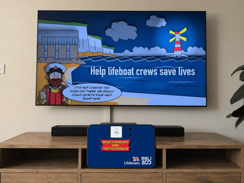 DTV Flex connected to a display for interactive fundraising