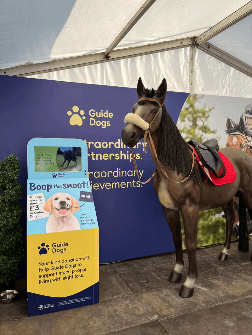 Guide Dogs Boop The Snoot contactless donation unit at Badminton Horse Trials
