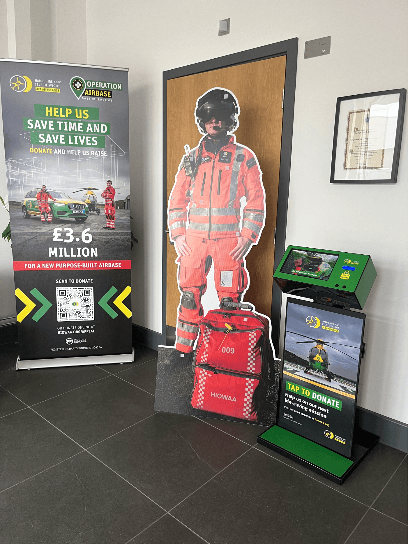 A DTV Mini donation unit supporting Hampshire and Isle of Wight Air Ambulance fundraising