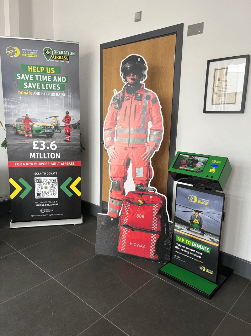 Hampshire and Isle of Wight Air Ambulance DTV Mini contactless donation unit
